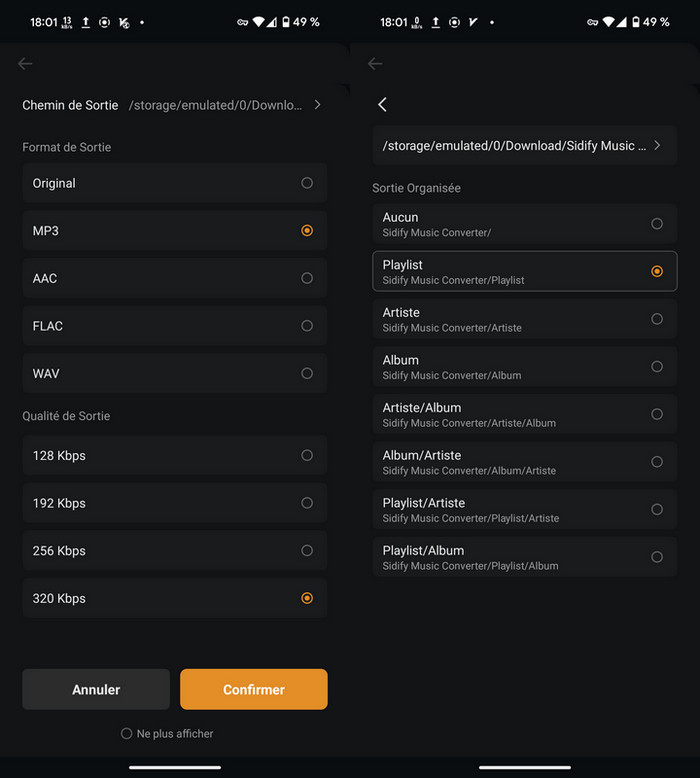 Ajuster les paramètres sur Android