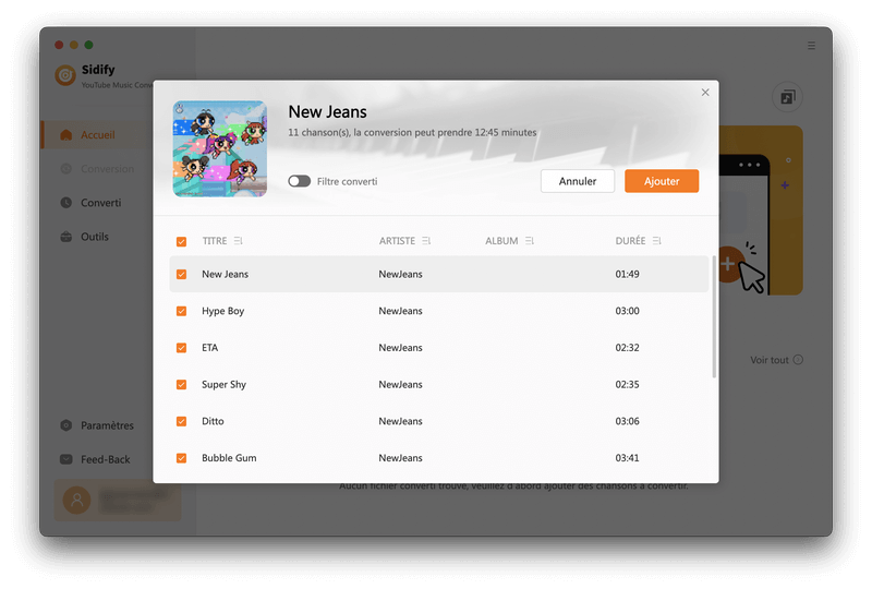 Ajoutez des morceaux de YouTube Music sur Mac