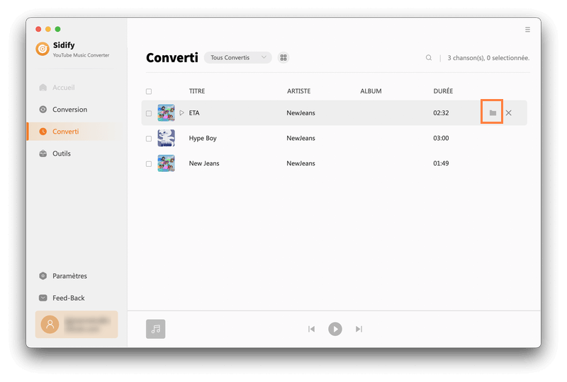 Historique de YouTube Music sur Mac
