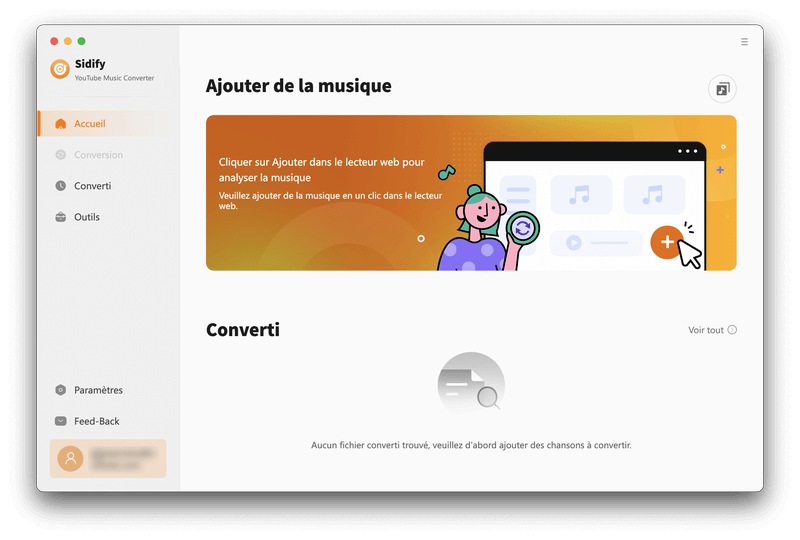 Interface principale de Sidify YouTube Music Converter Mac