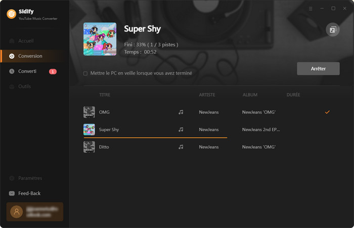 Commencez à convertir des chansons YouTube Music