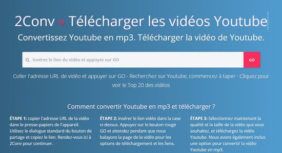 Convertisseur MP3 YouTube en Ligne 2Conv