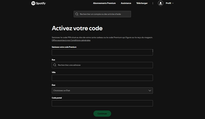 Activez la carte-cadeau Spotify