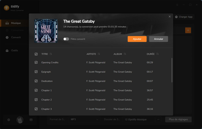 Intégrez des livres audio Spotify à votre liste de téléchargement