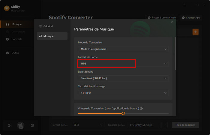Ajustez les paramètres de sortie pour les livres audio Spotify