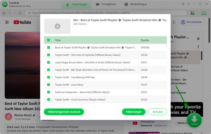 Trouvez la playlist YouTube à télécharger