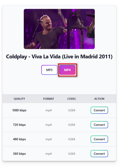 Sélectionnez la qualité vidéo