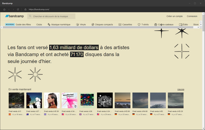 Choisissez le morceau ou la playlist Bandcamp à télécharger