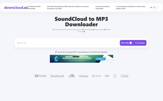 Convertisseur SoundCloud vers MP3 downcloud.cc