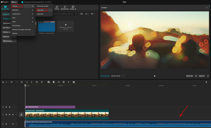 Utilisez l'audio de YouZik dans CapCut