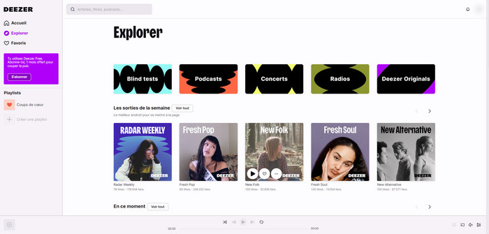 Interface Utilisateur de Deezer