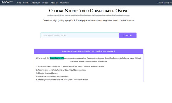 Convertisseur SoundCloud MP3 Gratuit KlickAud