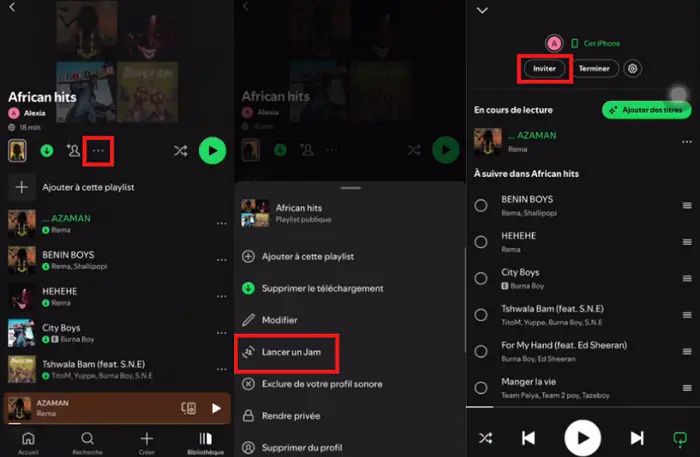 Lancer et partager un Jam Spotify