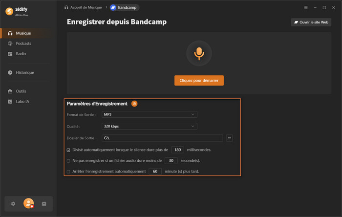 Sélectionnez un format de sortie
