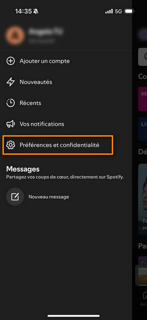 Préférences et confidentialité de Spotify