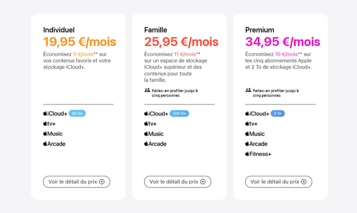 Forfait d'Abonnement pour Apple One