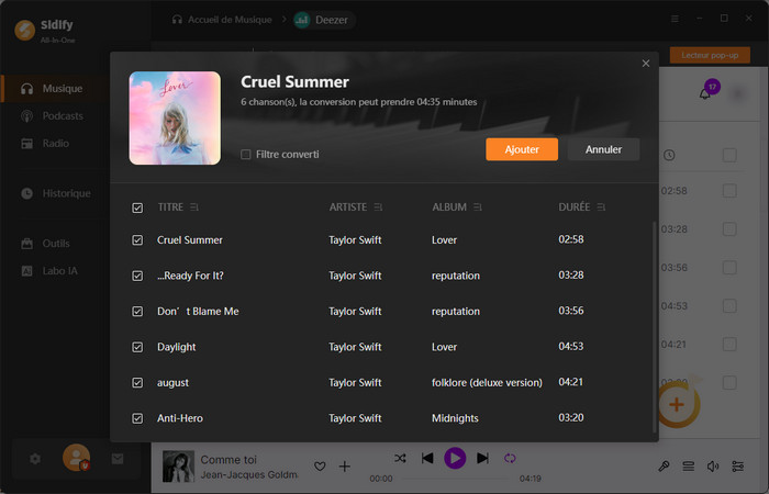 Recherchez le titre, l'album ou la playlist à télécharger en FLAC