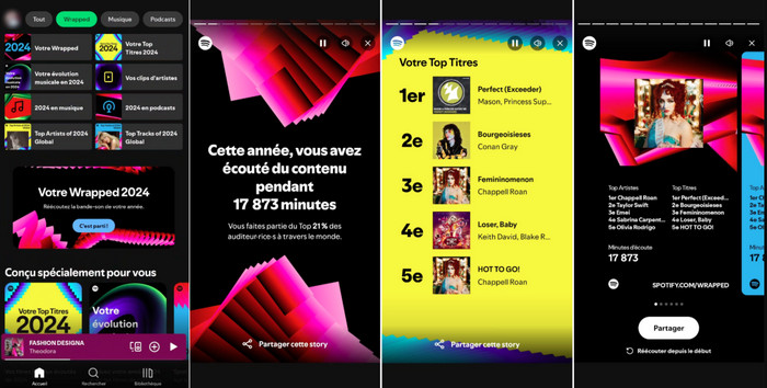 Spotify Wrapped 2024 sur votre appareil mobile