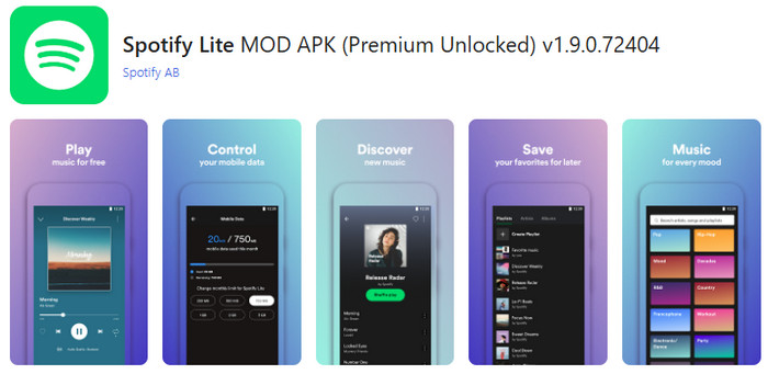 Téléchargez et installez Spotify Lite APK