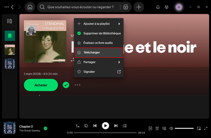 Télécharger un livre audio sur Spotify avec Premium