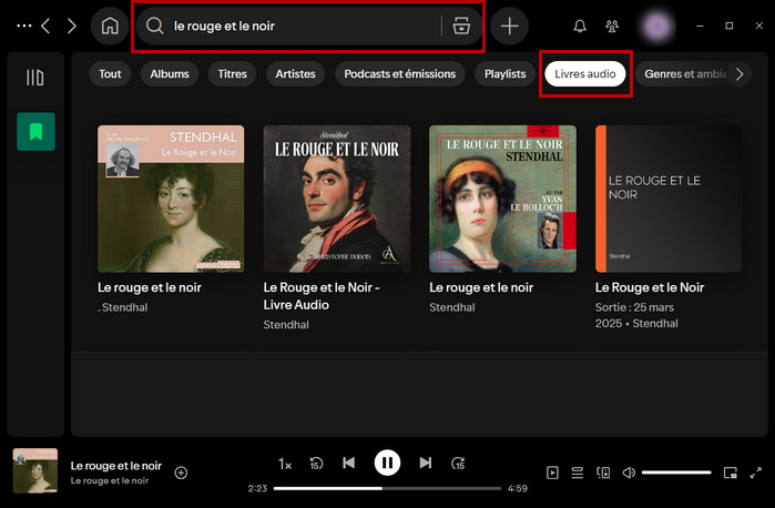 Trouvez des livres audio Spotify