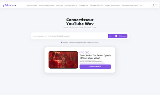 y2down.cc : Convertisseur YouTube WAV