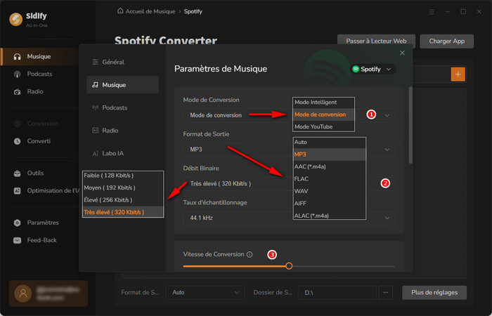 Configurez la musique en streaming en MP3