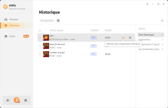 Vérifier l'historique de conversion