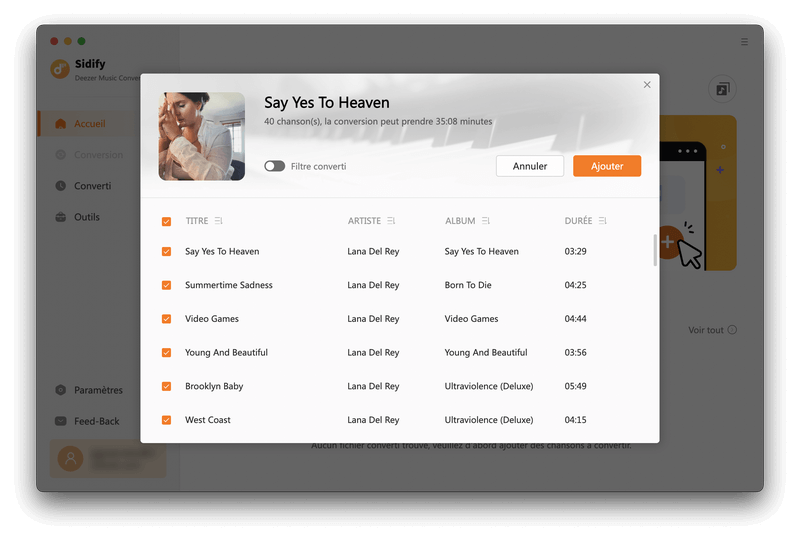 Importer des chansons de Deezer vers Sidify