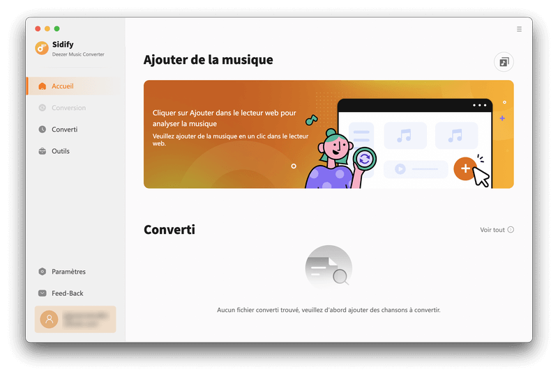 Interface principale de Deezer Music Converter pour Mac