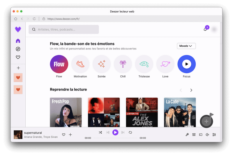 Connexion de Deezer