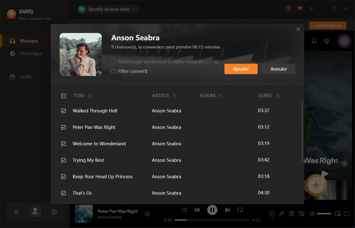 Importer Spotify Music ou Spotify Playlist