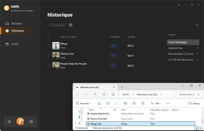 Vérifiez l'historique des conversions