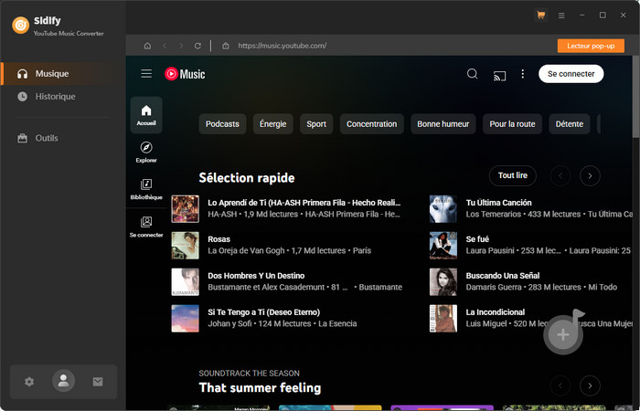 Interface principale de YouTube Music Converter